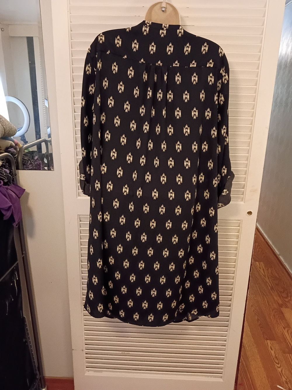 41 Hawthorn Black Midi Shirt Dress with Cream Print - Picture 7 of 8